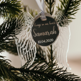 Always in Our Hearts with Personalised Name - Memorial Angel Wings in Silver Mirror