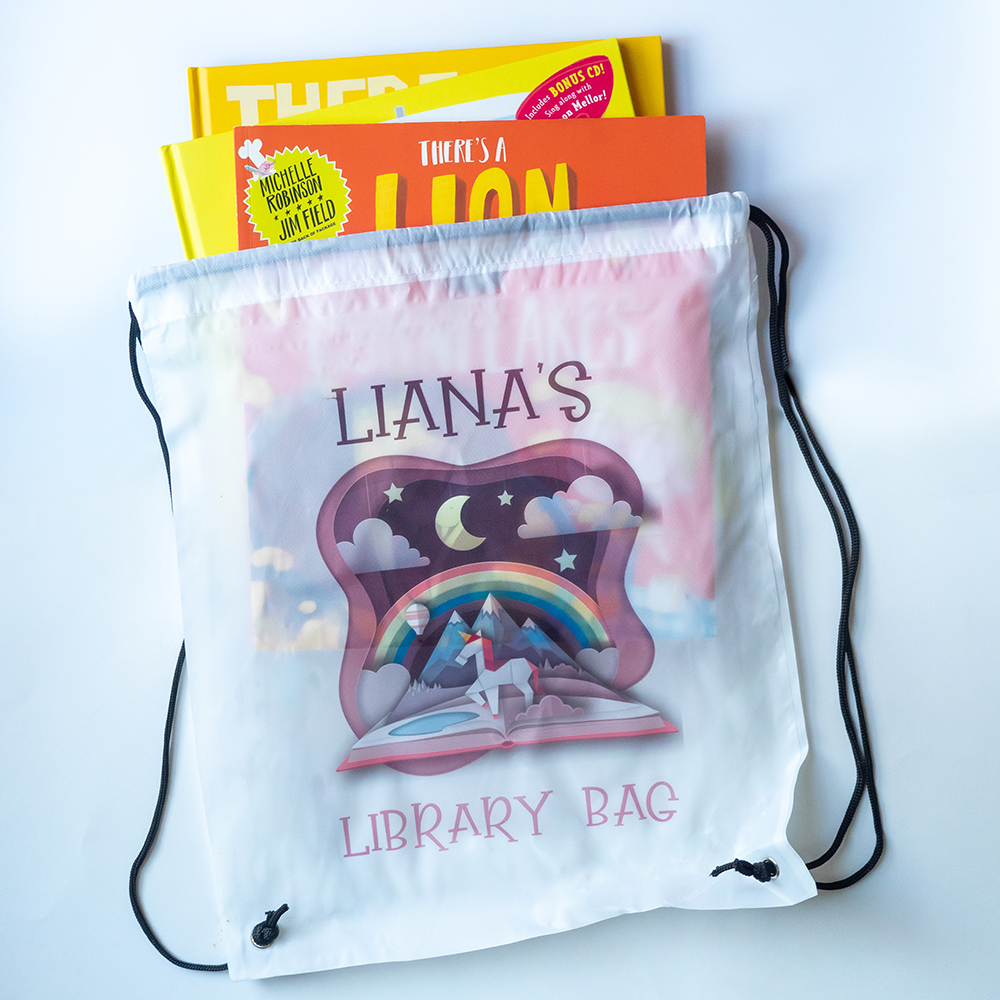 Drawstring top library bag