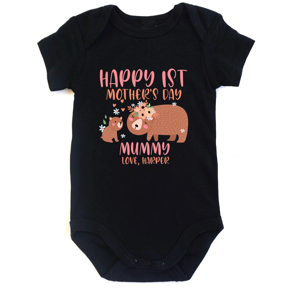 Happy First Mother's Day Onesie Bear Design – BlackOrchidDesigns