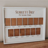 My school years photo frame short white landscape School photos School photo frames Wallet photos Back to school School School photography Primary school High school Daycare Preschool Photo frame School frame Personalised photo frame Kids gift Child gift Gifts for kids House decor Housewarming gift School supplies Timber photo frame Engraved frame School years