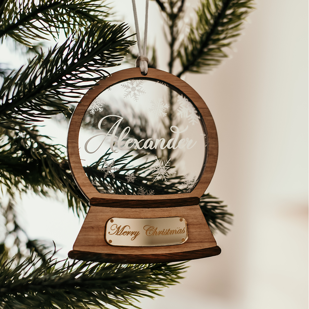 Snow Globe Ornament Name Detail BlackOrchidDesigns