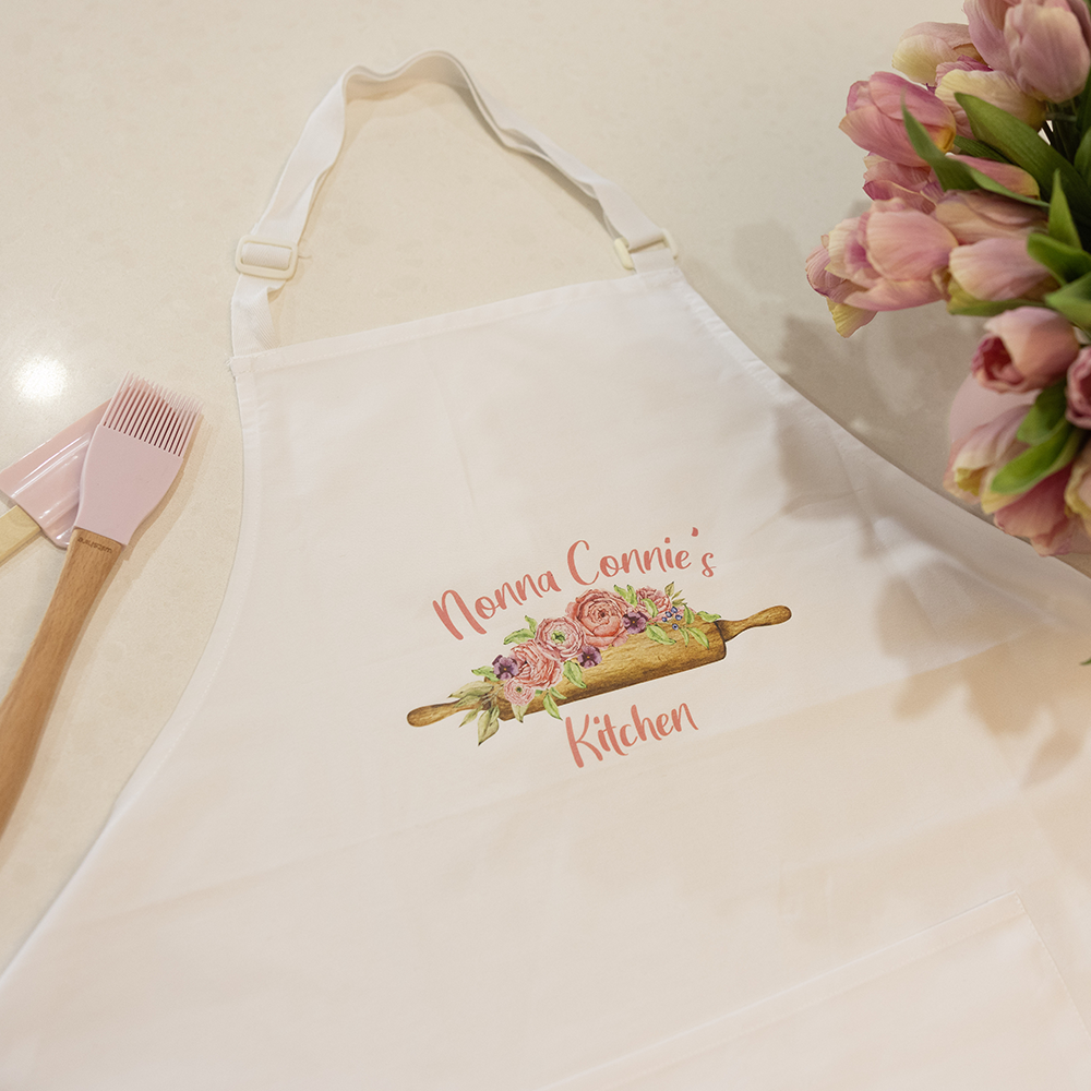 Adult Apron - Floral Rolling Pin Design – BlackOrchidDesigns