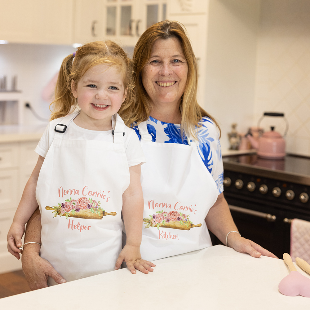 Adult Apron - Floral Rolling Pin Design – BlackOrchidDesigns