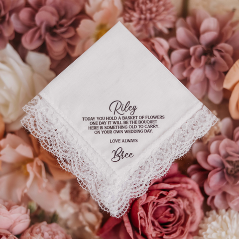 Flower Girl Handkerchief with Lace Border