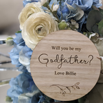 Godparents announcement plaque, Personalised godparent reveal, Elegant godparent proposal, Timber godparent announcement, Special godparent ask gift, Decorative godparent proposal plaque, Unique godparent invitation, Will you be my godparent plaque, Custom godparents announcement, Keepsake godparent invitation display, Elegant wooden godparent plaque, Baby christening godparent ask, Baptism godparent proposal gift, Heirloom godparent invitation plaque, Special moment godparent reveal