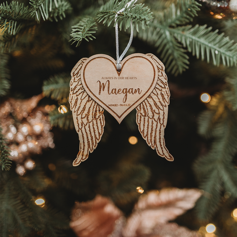 Christmas ornament Memorial ornament Sympathy gift Angel wings Always in my heart Christmas ornament Christmas memorial Christmas angel 