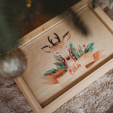Christmas Box - Hand Painted Reindeer Design