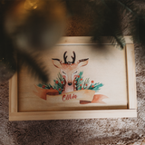 Christmas Box - Hand Painted Reindeer Design