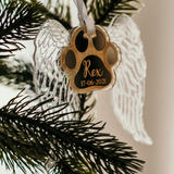 Memorial Ornament - Angel Wings Photo with Paw Print