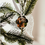 Memorial Ornament - Angel Wings Photo with Paw Print