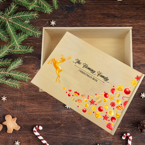 Christmas Box - Flying Reindeer Design