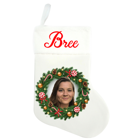 Christmas Stocking - Traditional Shape - Photo Wreath