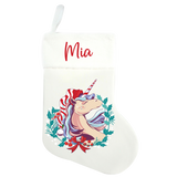 Traditional Christmas Stocking - Unicorn Design - Name On Top