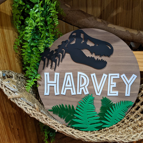 Dinosaur Skeleton Name Plaque