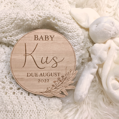 Pregnancy Announcement Plaque - Eucalyptus Design