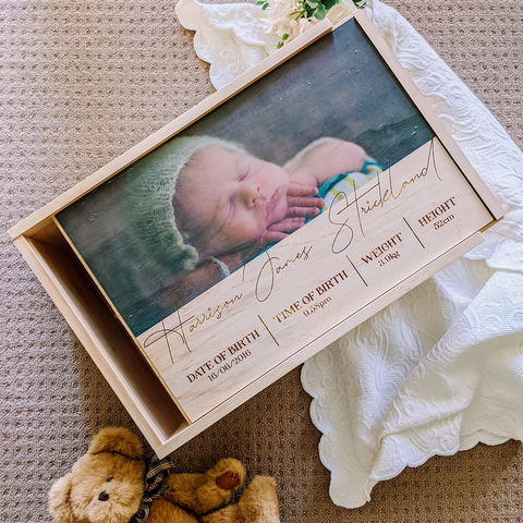 Keepsake Box - Birth Details with Landscape Photo