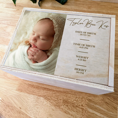 Keepsake Box - Birth Details with Portrait Photo