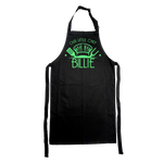 Kids Black Apron Full Length Personalised Little Chef Green