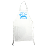 Kids White Apron Full Length Personalised Little Chef Blue