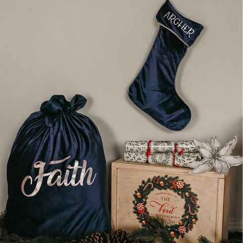 Christmas Velvet Stocking with Printed Name