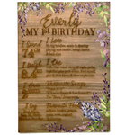 Milestone board Walnut Timber with printed wisteria detailing and engraved details