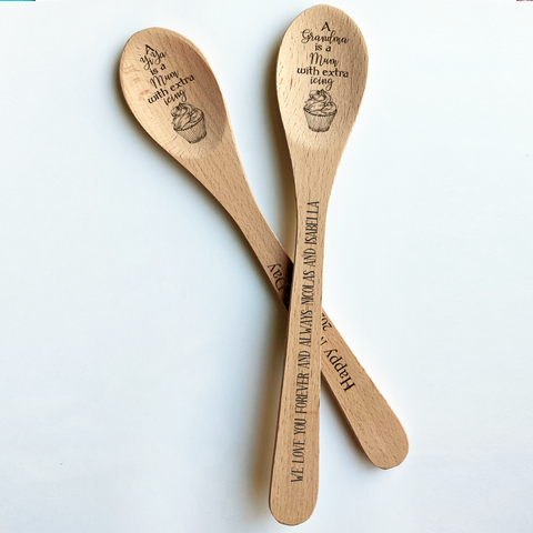 Personalised wooden spoon Baking Memories Father's day gift Happy Father's day Fathers day Mother's Day Mothers day Housewarming gift House warming gift Kitchen utensils Personalised kitchen utensils Engraved gifts Gifts for grandparent Extra icing