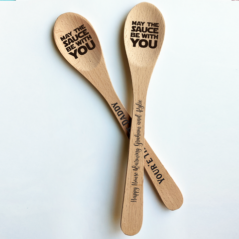 Personalised wooden spoon Baking Memories Father's day gift Happy Father's day Fathers day Mother's Day Mothers day Housewarming gift House warming gift Kitchen utensils Personalised kitchen utensils Engraved gifts Gifts for grandparent Star wars Star wars fan May the force be with you May the sauce be with you